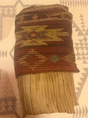 Southwestern Burgundy & Tan Tribal Shower Curtain - Rustic Bathroom Accent